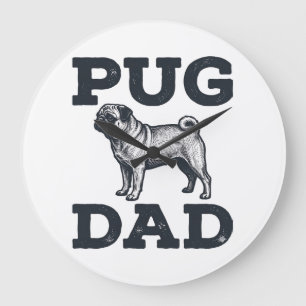 Pug Dad Vintage Engraving Dog Lover Shirt Design_1 Large Clock