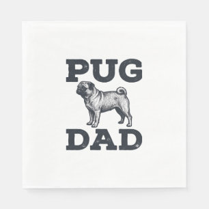 Pug Dad Vintage Engraving Dog Lover Shirt Design_1 Napkins