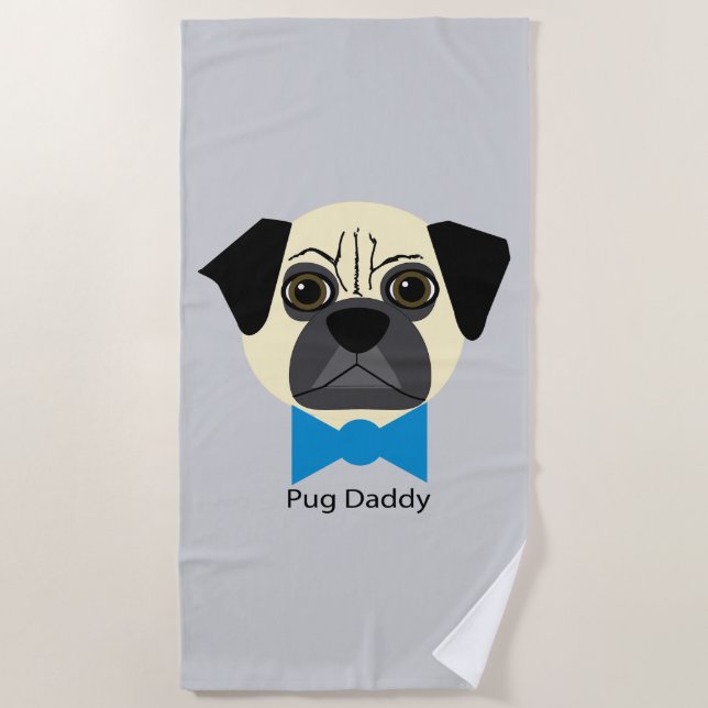 Pug Daddy Beach Towel (Front)