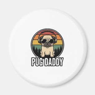 Pug Daddy Vintage Sunset Dog Vector Shirt Design_1 Magnet