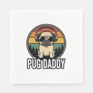 Pug Daddy Vintage Sunset Dog Vector Shirt Design_1 Napkins