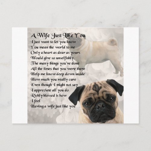 Pug Design _ Wife Poem Postcard