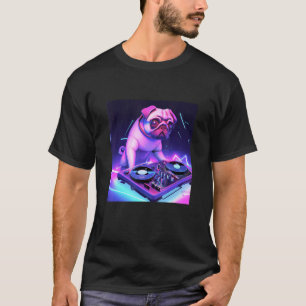 Pug DJ Vaporwave  Aesthetic Dog Men Women Boys Gir T-Shirt