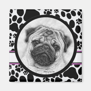 Pug Dog Art by Glenda Harlan Magnet