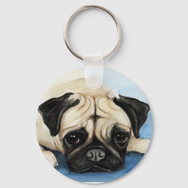 "Pug" Dog Art Keychain (Front)