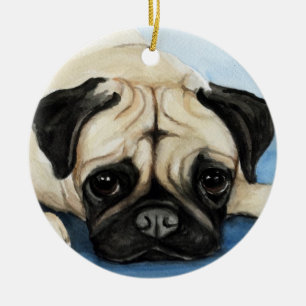 Pug Dog Art Ornament