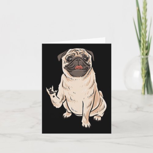 Pug Dog Asl Hand Gesture Deaf Hearing Loss Awarene Card