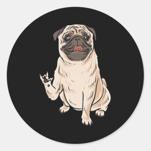 Pug Dog Asl Hand Gesture Deaf Hearing Loss Awarene Classic Round Sticker