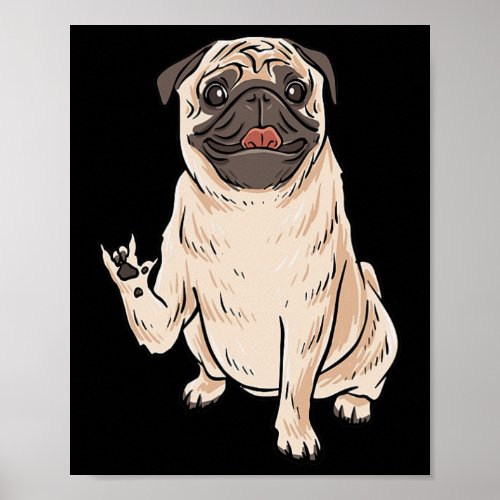 Pug Dog Asl Hand Gesture Deaf Hearing Loss Awarene Poster