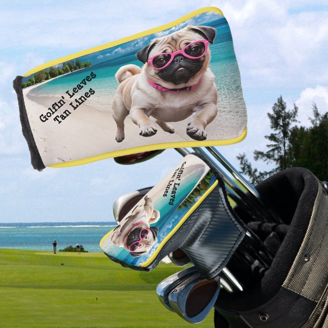 Pug Dog at the Beach Putter Golf Head Cover (Pug Putter head)