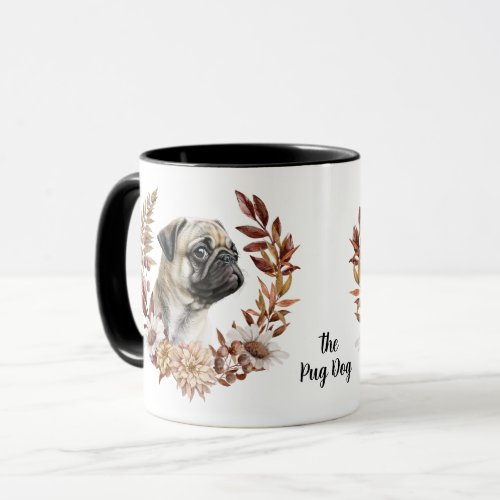 Pug Dog Autumn Wreath Mug