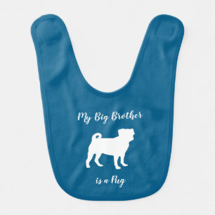 Pug Dog Baby Shower Blue Puppy Boy Bib
