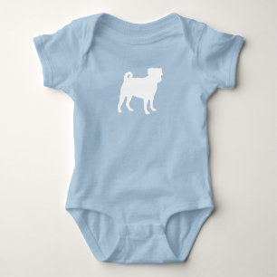 Pug Dog Baby Shower Blue Puppy Boy Bodysuit