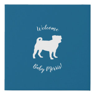 Pug Dog Baby Shower Blue Puppy Boy Faux Canvas Print