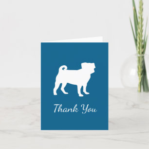 Pug Dog Baby Shower Blue Puppy Boy Letterpress Thank You Card
