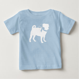 Pug Dog Baby Shower Boy Blue with Bow Baby T-Shirt