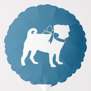 Pug Dog Baby Shower Boy Blue with Bow Balloon