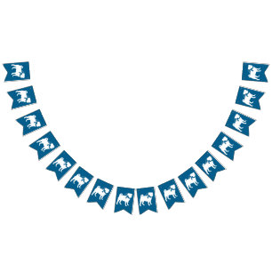 Pug Dog Baby Shower Boy Blue with Bow Bunting Flags