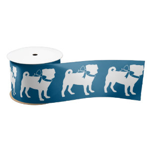 Pug Dog Baby Shower Boy Blue with Bow Satin Ribbon
