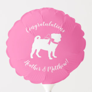 Pug Dog Baby Shower Girl Pink with Bow Balloon