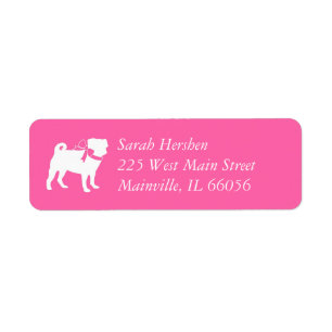 Pug Dog Baby Shower Girl Pink with Bow Label