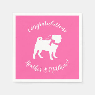 Pug Dog Baby Shower Girl Pink with Bow Napkins