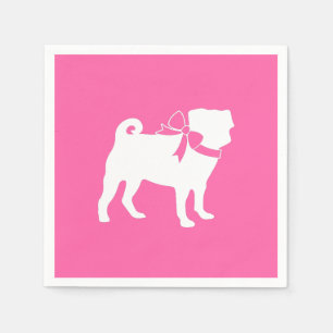 Pug Dog Baby Shower Girl Pink with Bow Napkins