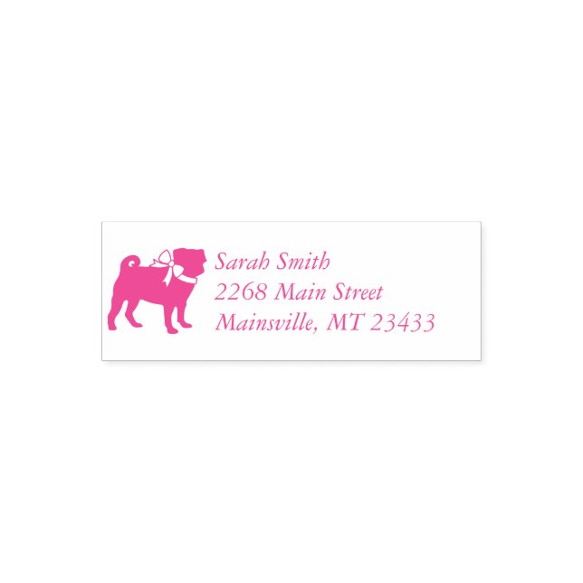 Pug Dog Baby Shower Girl Pink with Bow Self-inking Stamp (Design)