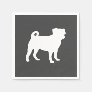 Pug Dog Baby Shower Gray Puppy Gender Neutral Napkins