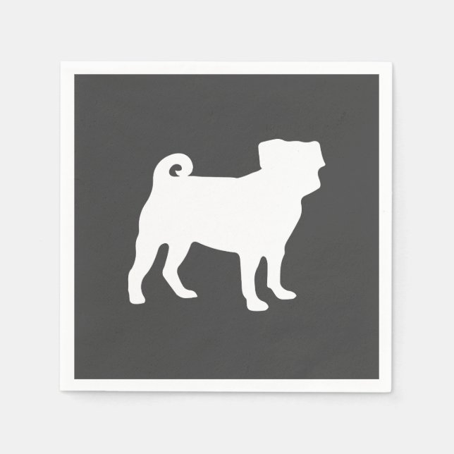 Pug Dog Baby Shower Gray Puppy Gender Neutral Napkins (Front)