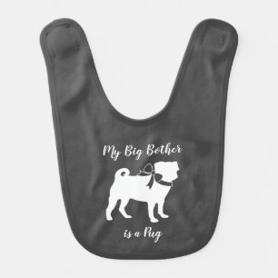 Pug Dog Baby Shower Grey Puppy Gender Neutral Baby Bib