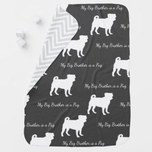 Pug Dog Baby Shower Grey Puppy Gender Neutral Baby Blanket