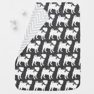Pug Dog Baby Shower Grey Puppy Gender Neutral Baby Blanket