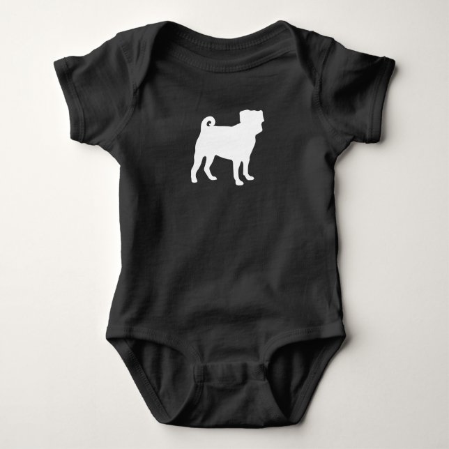 Pug Dog Baby Shower Grey Puppy Gender Neutral Baby Bodysuit (Front)