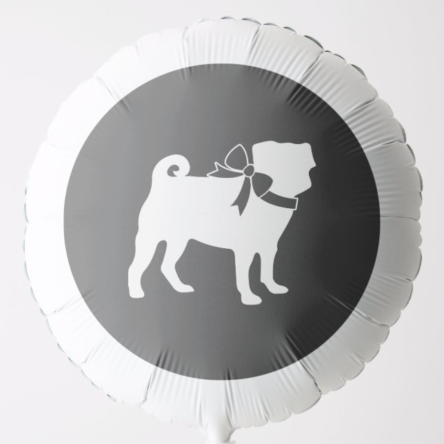 Pug Dog Baby Shower Grey Puppy Gender Neutral Balloon (Front)
