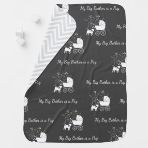 Pug Dog Baby Shower Grey Puppy Gender Neutral Blanket