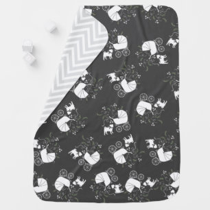 Pug Dog Baby Shower Grey Puppy Gender Neutral Blanket