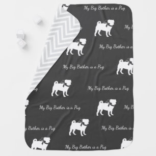 Pug Dog Baby Shower Grey Puppy Gender Neutral Blanket