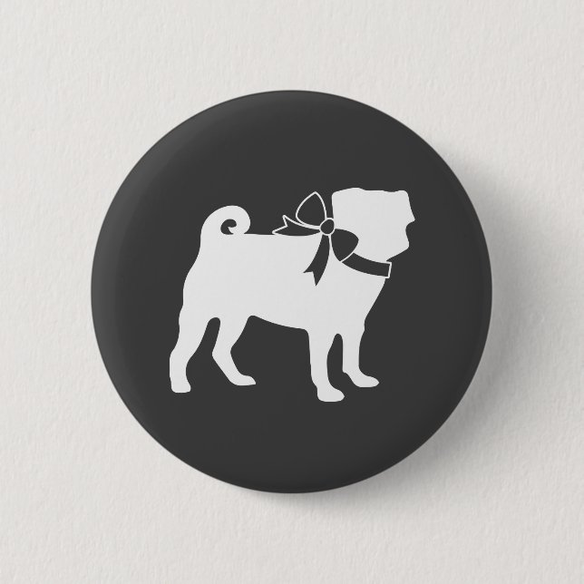 Pug Dog Baby Shower Grey Puppy Gender Neutral Button (Front)