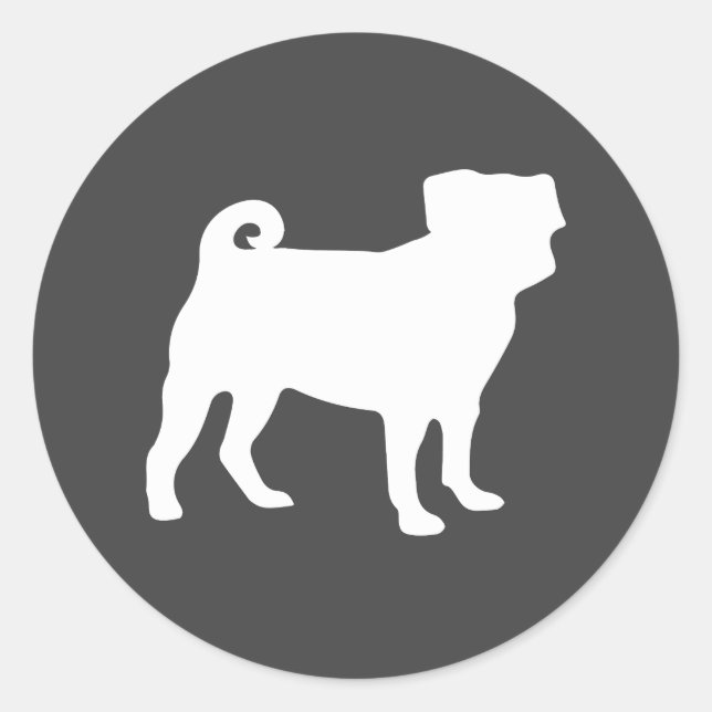 Pug Dog Baby Shower Grey Puppy Gender Neutral Classic Round Sticker (Front)
