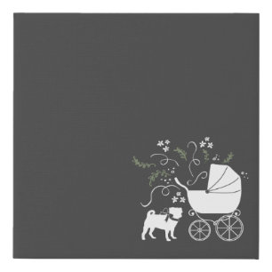 Pug Dog Baby Shower Grey Puppy Gender Neutral Faux Canvas Print