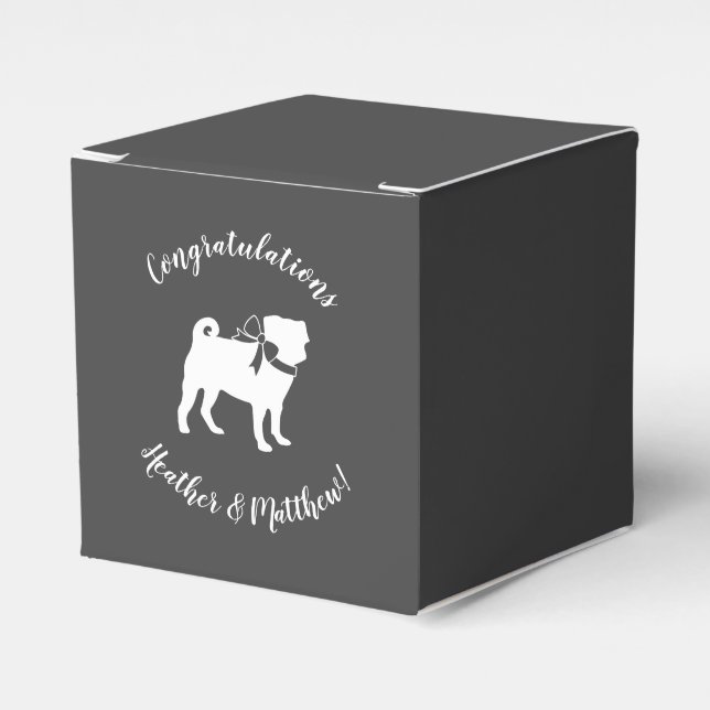 Pug Dog Baby Shower Grey Puppy Gender Neutral Favor Boxes (Front Side)