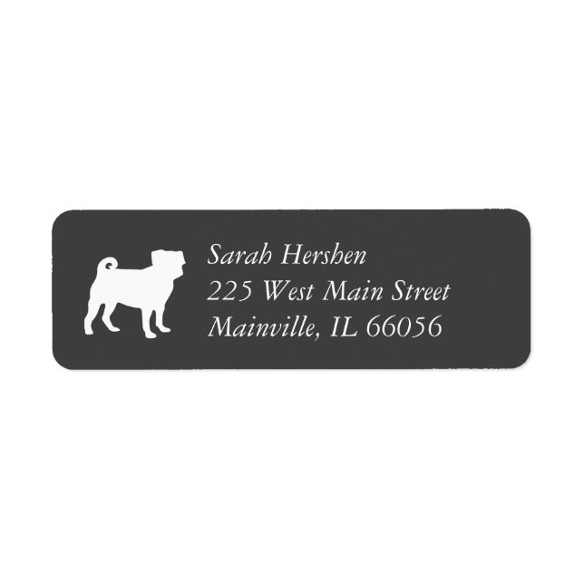 Pug Dog Baby Shower Grey Puppy Gender Neutral Label (Front)