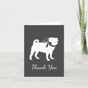 Pug Dog Baby Shower Grey Puppy Gender Neutral Letterpress Thank You Card