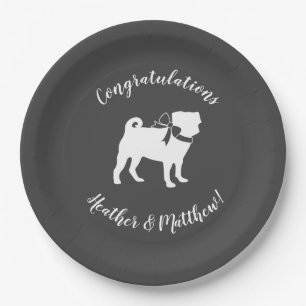Pug Dog Baby Shower Grey Puppy Gender Neutral Paper Plates
