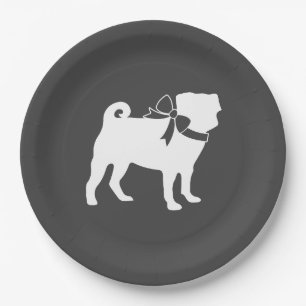 Pug Dog Baby Shower Grey Puppy Gender Neutral Paper Plates