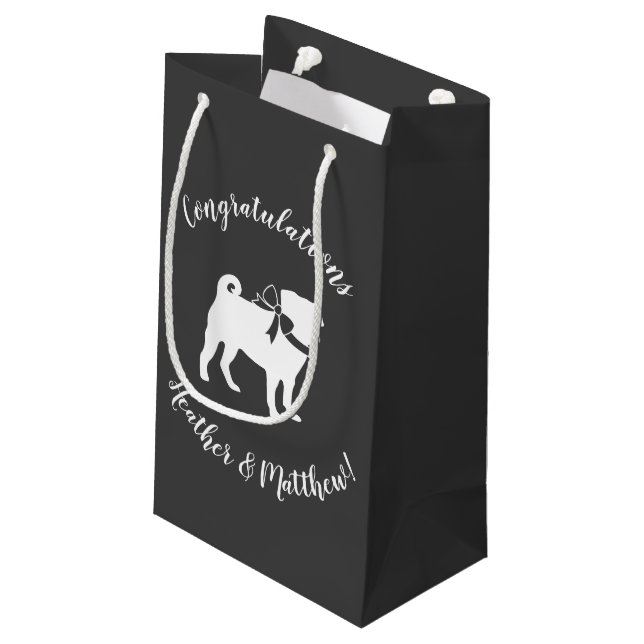 Pug Dog Baby Shower Grey Puppy Gender Neutral Small Gift Bag (Back Angled)