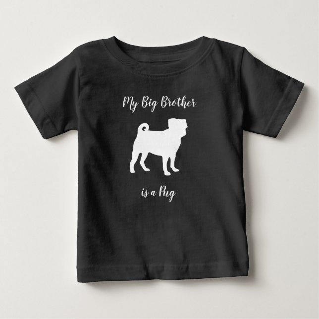 Pug Dog Baby Shower Grey Puppy Gender Neutral T-Shirt (Front)
