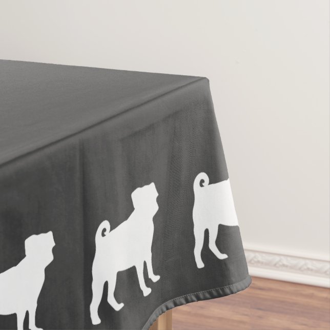 Pug Dog Baby Shower Grey Puppy Gender Neutral Tablecloth (In Situ)