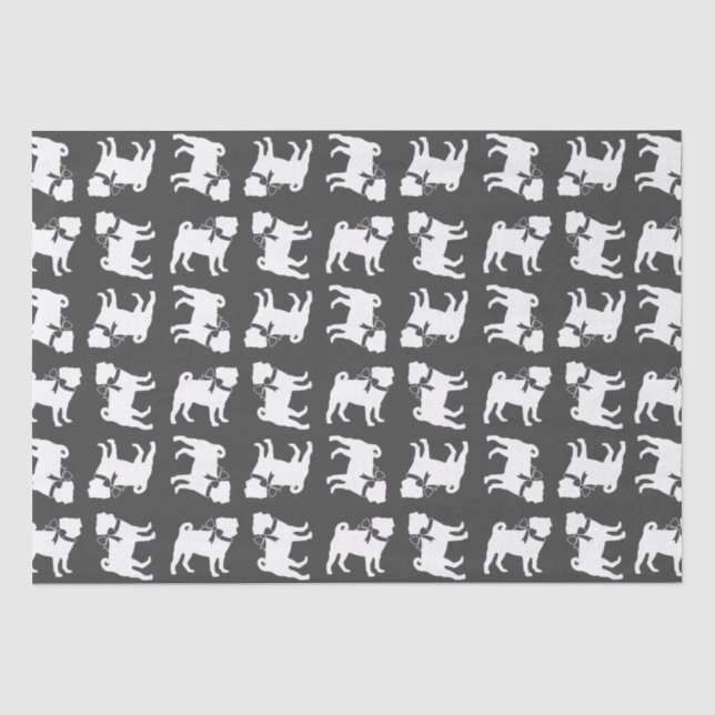 Pug Dog Baby Shower Grey Puppy Gender Neutral Tissue Paper (Front)